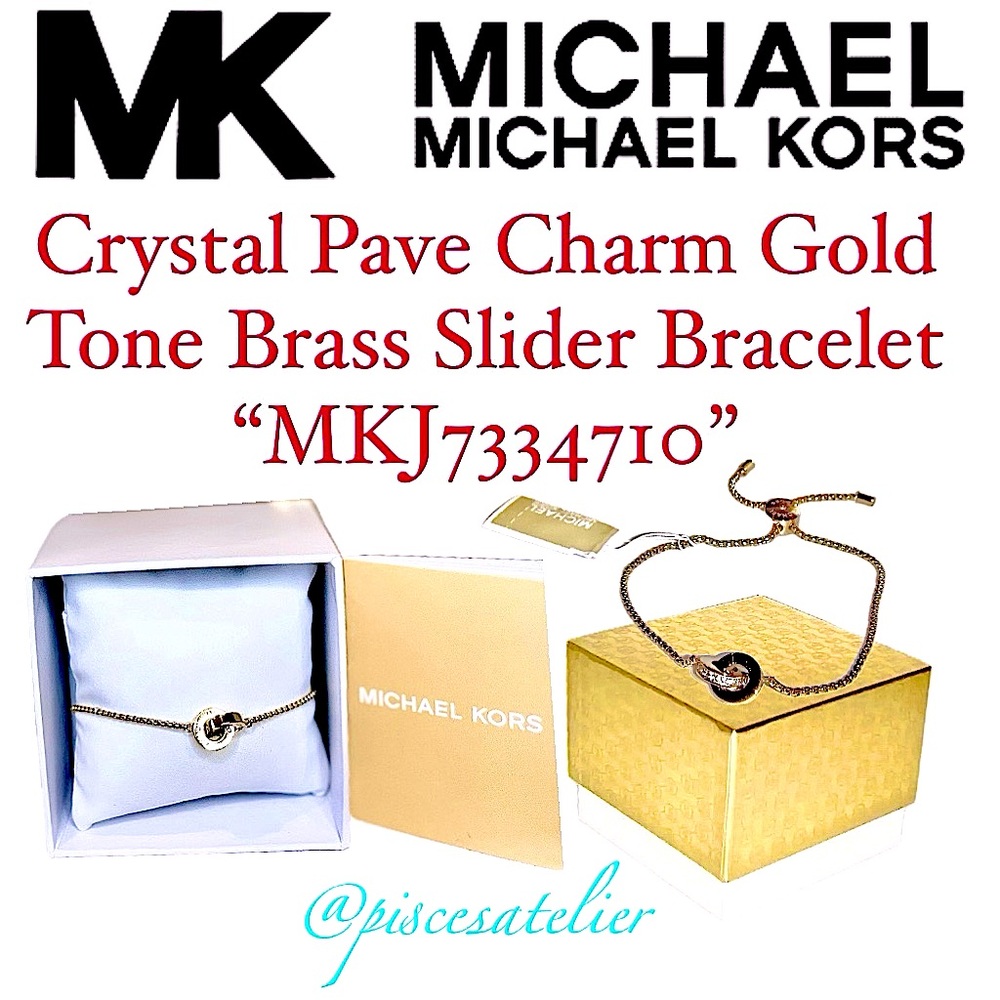 MICHAEL Michael Kors Pave Crystal Charm Gold Plated Slider Bracelet - MKJ7334710